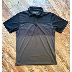 Pebble Beach Dry Luxe Performance Polo Shirt Mens Medium Gray Black Colorblock
